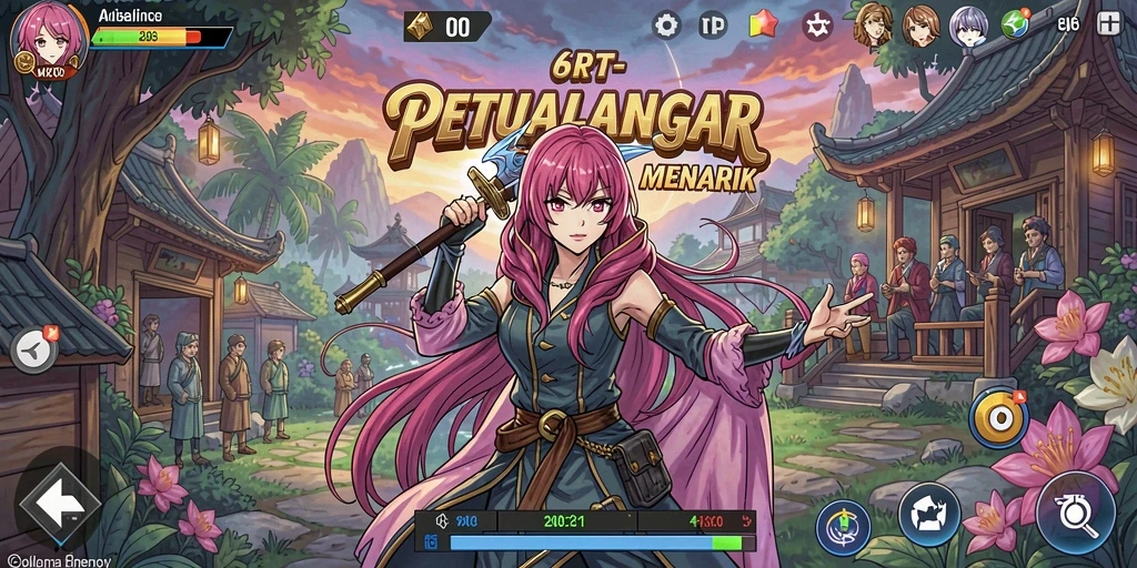 Screenshot gameplay 6RT menampilkan aksi pertarungan karakter Anime.