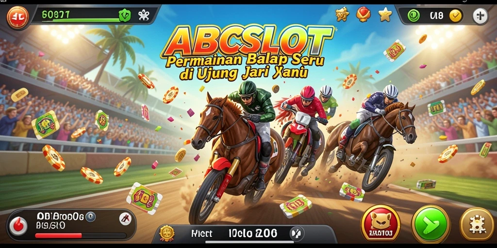 Screenshot gameplay <strong>ABCSLOT</strong> menunjukkan mobil melaju kencang di trek yang menantang.