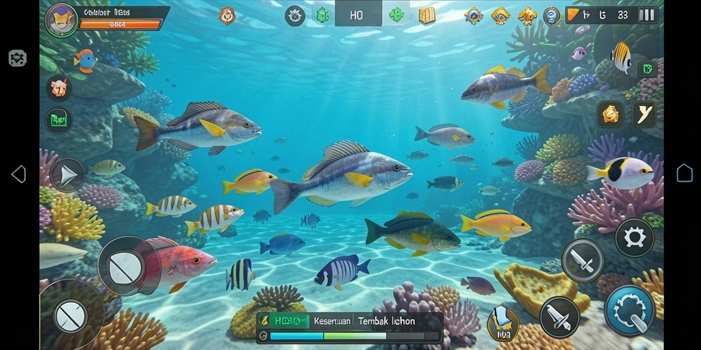 Tampilan gameplay H03 menunjukkan aksi menembak ikan yang seru dan menegangkan.