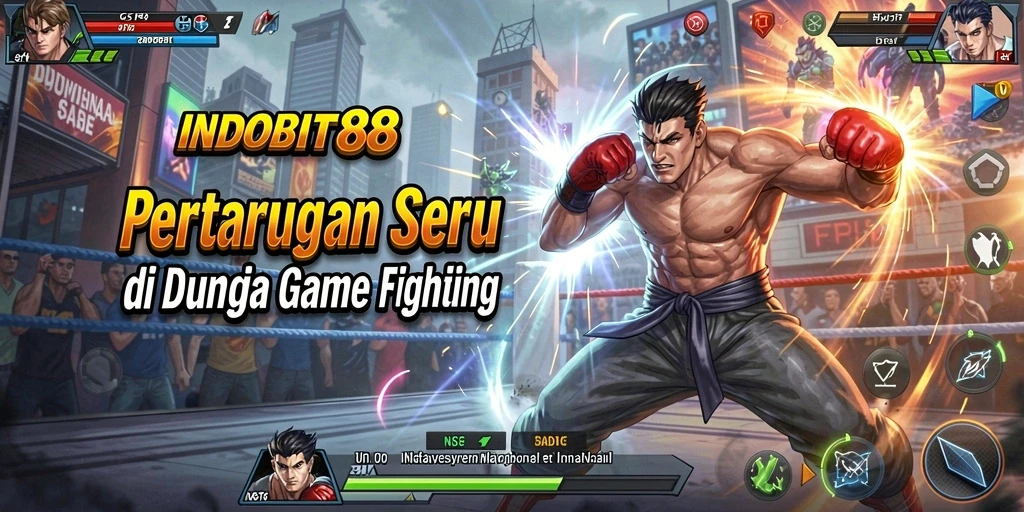 Tangkapan layar gameplay INDOBIT88 menampilkan pertarungan seru antar karakter.