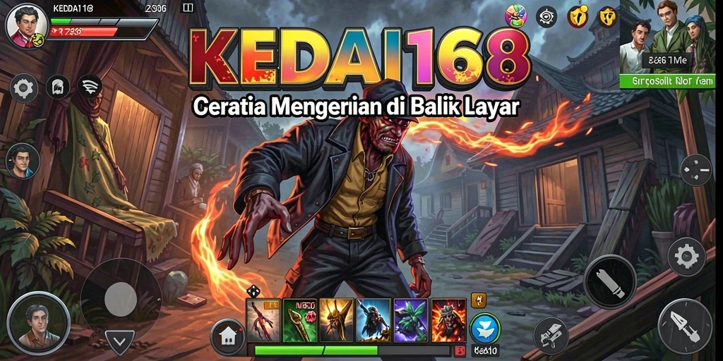 Gameplay menegangkan KEDAI168 dengan suasana seram yang mencekam.