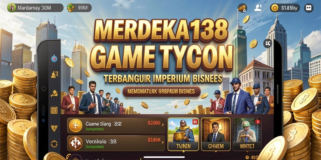 Tampilan gameplay <strong>MERDEKA138</strong> dengan berbagai bisnis yang bisa dikelola.