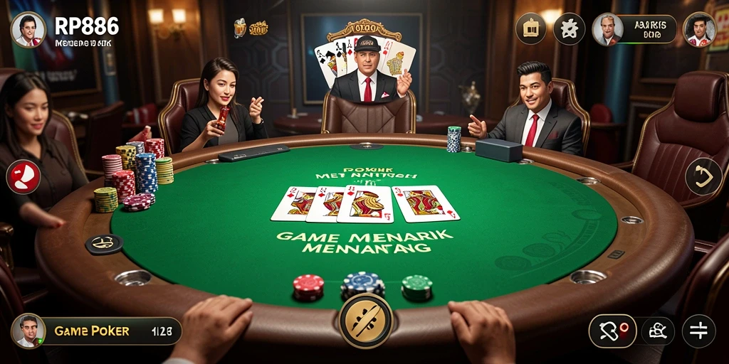 Screenshot gameplay poker yang seru dan mendebarkan di RP886.