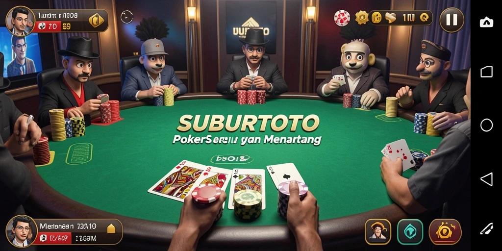 Tampilan permainan poker yang mendebarkan dan interaktif di SUBURTOTO.